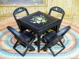 Rare Renwal Black Card Table Chairs Vintage Dollhouse Furniture Ideal Marx Renwal Dollhouse Furniture Card Table And Chairs Vintage Christmas Toys