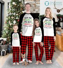 Enjoy your cozy christmas family movie nights with one of the best family christmas pajamas. Matching Christmas Pajamas With Dog Best Family Christmas Pajamas With Dog Deck The Halls Not Your Family Family Pjs The Wholesale T Shirts Co