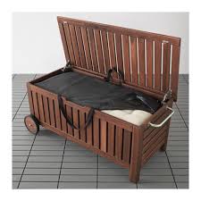 Applaro Tostero Bench With Storage Bag Outdoor Brown Stained Ikea In 2020 Outdoor Storage Bench Wooden Storage Bench Ikea Garden Storage