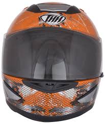 Thh Helmets Abs Poly Carbonate Bull Full Face Helmet Orange Medium