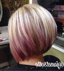 Blonde Bob With Purple Peekaboo Highlights Love The Color Reflections Shortreflections Haircutsb Peekaboo Hair Purple Highlights Blonde Hair Short Hair Color