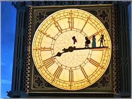 This Shows Peter Pan And The Darling Children They Are On The Clock On The Clock Tower The View Over The City Fro Peter Pan Disney Peter Pan 1953 Peter Pan