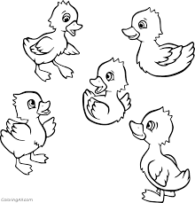 This coloring page for kids features a cute duckling. Five Ducklings Coloring Page Coloringall