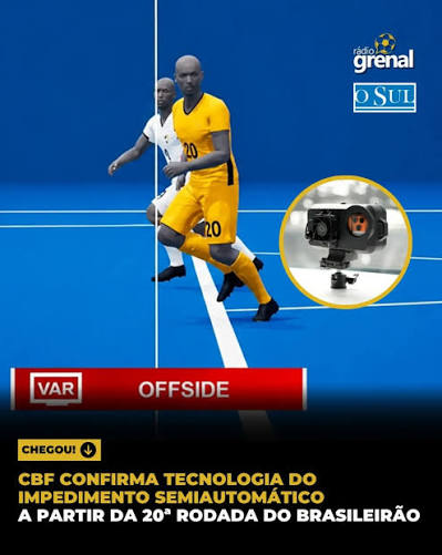 IMPEDIMENTO SEMIAUTOM&Aacute;TICO CHEGOU! 🚩⚽🤖 👉 A CBF confirmou que a tecnologia do impedimento semiautom&aacute;tico ser&aacute; utilizada em todos os jogos da 20&ordf; rodada do Campeonato Brasileiro. A novidade estreia no dia 25
