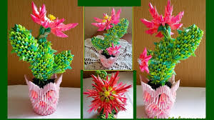 Fold on one diagonal axis. How To Make 3d Origami Paper Cactus Cacto Peyote Tutorial Youtube