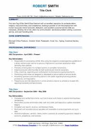 Town clerk perform variety of clerical administrative duties required by municipal government. Title Clerk Resume Samples Qwikresume