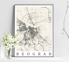 City Map Of Belgrade Home Decor Wall Decor Office Map Travel Map Print Map Poster City Map Beograd Map Map Art Serbia Map Art Art Poster City