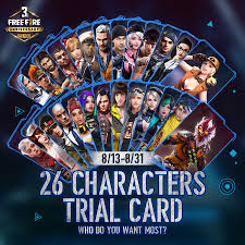 Currently, it is released for android, microsoft windows. Garena Free Fire Trial Character Cards Will Be Launched Real Soon Which Of These Characters You Have Yet To Try Or Planning To Try Jointheevolution 23august Freefire Indiakabattleroyale Booyah