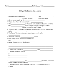 Bill nye energy worksheet answer key. Video Guide Bill Nye Atoms