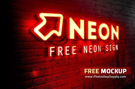 Free Neon Sign Mockup Photoshop Supply In 2020 Neon Signs Free Logo Mockup Neon