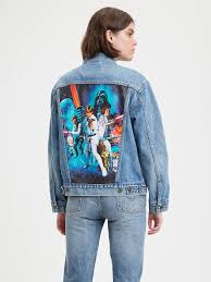 Levi S X Star Wars Ex Boyfriend Trucker Jacket Medium Wash Levi S Us Star Wars Outfits Star Wars Jacket Levi