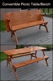 Build A Picnic Table And Bench In One Picnic Table Bench Convertible Furniture Bench Table