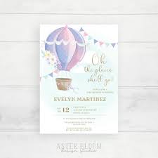 Hot Air Balloon Virtual Baby Shower Invitation Oh The Places Etsy In 2020 Hot Air Balloon Invitation Hot Air Balloon Baby Shower Invitations Virtual Baby Shower Invitation