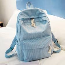 Sunsky Soft Fabric Backpack Female Corduroy Design School Backpack For Teenage Girls Women Light Blue