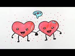 Cute valentine coloring page with a girl, a puppy, a bird and a big heart. Cute Drawings For Valentines Day How To Cute Hearts Drawing Kids Drawing Youtube In 2021 Valentine Drawing Valentines Day Drawing Heart Drawing