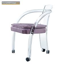 Chairs can be seen in the scar face movie with al pachino. Tubular Lucite Chairs Set Of Four With New Purple Tufted Velvet By Hill Mfg