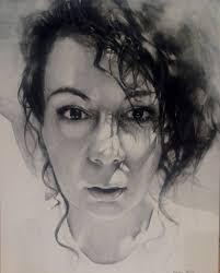 I'm practicing portraiture with watercolor. I've never worked with just  black before, so I thought it was time to try it. (I found an old photo of  myself