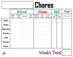 Child Weekly Chore Chart