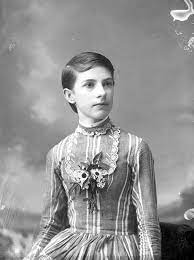 Girl Wearing A Striped Dress Victorian Hairstyles Short Hair Styles Girl Short Hair