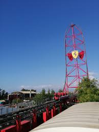 The main ride of ferrari land is a 112 m tall vertical accelerator coaster that surpassed shambhala as the tallest coaster in europe and is also the fastest coaster in europe. Red Force Ferrari Land Review Mission Theme Park