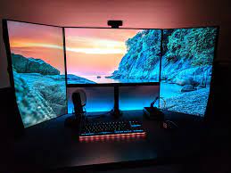 Mid Completion On My Updated Office Battlestation Computer Desk Setup Video Game Rooms Video Game Room Design