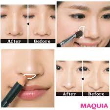 鼻筋をスッとさせたいときは アイブロウパウダー で始点終点メイク マキアオンライン maquia online 鼻 メイク アジアンアイ メイク 小鼻 メイク