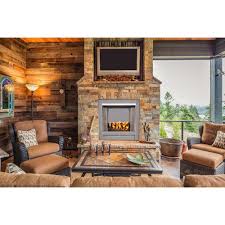 Real flame 40000 rustic pine composite outdoor fireplace. Duluth Forge 31 5 In Stainless Vent Free Outdoor Gas Fireplace Insert With Black Fire Glass Media 170372 The Home Depot