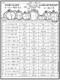 Thanksgiving Algebra Writing Linear Equations Point Slope To Slope Intercept Writing Linear Equations Point Slope Slope Intercept