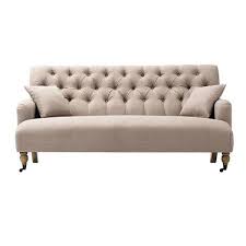 Sofa chesterfield tufted leather body leatherette cushions off white two tone. Home Decorators Collection Watkins 72 In Natural Linen 3 Seater Sofa With Casters 1599600810 The Home Depot