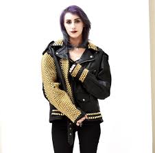 Black And Gold Motorcycle Jacket Your Place To Buy And Sell All Things Handmade Black Leather Biker Jacket Black Leather Motorcycle Jacket Genuine Leather Jackets