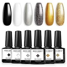 Gel Nail Polish Glitter Black Gold Grey Snow White Gel Nail Kit 6 Colors 10ml Gel Polish Set Top And Base Coat In 2020 Gel Nail Kit Gold Gel Nails Gel