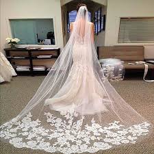 2 8 Meters Long Bridal Veils Elegant Wedding Veil With Lace Edged White Ivory One Layer Sheer Lace Applique Bridal Veil Wedding Accessories Wedding Veils Canada Long Veil Wedding Long Veils Bridal