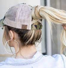 Cc Criss Cross Hat High Pony Cap Ponytail Messy Bun Baseball Etsy In 2020 Low Ponytail High Ponytails Ponytail