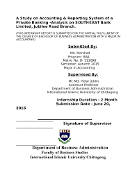 Ascii characters only (characters found on a standard us keyboard); Doc A Study On Accounting Reporting System Of A Private Banking Analysis On Southeast Bank Limited Jubilee Road Branch Supervised By Internship Duration 2 Month Submission Department Of Business Administration