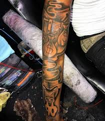 I made the sign and put the tattoos with individually wrapped, wet sponges. 31 Money Bag Tattoo Ideas Forarm Tattoos Sleeve Tattoos Money Bag Tattoo