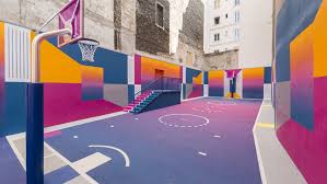 Club de sports d'hiver et de montagne 13e arrondissement paris. Colourful Paris Basketball Court Updated With New Hues