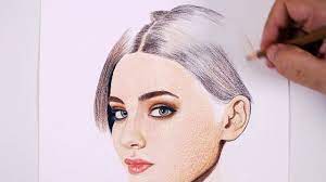 تعليم الرسم تعلم رسم جزء من شعر البنت بالالوان الخشبية portrait drawing drawings portrait