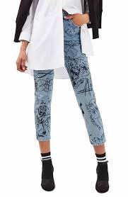 Topshop Scribble Crop Mom Jeans Denim Fashion Diy Grunge Clothes Jeans Diy