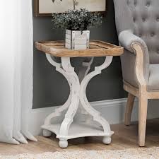 Corina Scalloped Accent Table Kirklands Side Table Wood Farmhouse End Tables Farmhouse Side Table