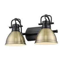 Maybe you would like to learn more about one of these? Golden Lighting Duncan 2 Light Black Industrial Vanity Light With Brass Shades Rona