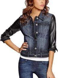 G By Guess Women S Trespasser Denim J Denim Leather Sleeve Denim Jacket