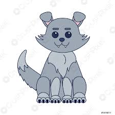 Adorable kawaii mignon bébé girafe aquarelle illustration. Mignon Kawaii Style Chien Ou Loup Gris Assis Dessin Anim Vecteur Stock Crushpixel
