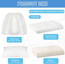 Amazon.com: SmoothNovelty 4 Pcs Hospital Bed Sheets Set, Soft Knitted  Standard Sheets Quality, Include Fitted Coverlet, Quilt Cover, Pillow Case  and Blanket (White) : Home & Kitchen