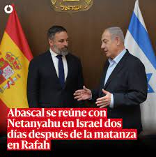 elDiario.es | El presidente de Vox, Santiago Abascal, se ha reunido este  martes con el primer ministro israelí, Benjamín Netanyahu, y ha elogiado  la... | Instagram
