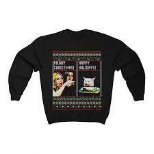 The format gained significant popularity across the web in. Woman Yelling At A Cat Ugly Christmas Sweater Meme Design