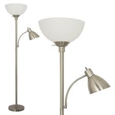 Light Accents 150 Watt Metal Floor Lamp With Side Reading Light Satin Nickel Hassle Free Returns Lightaccents Com