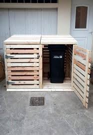 Pallet Trash Can Cabinet Cacher Les Poubelles Abris Poubelle Meubles De Patio Palette