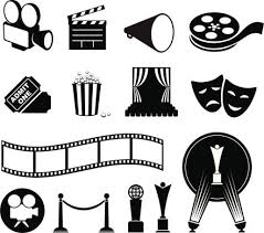 Film And Movies Black And White Icon Set Movie Black Icon Set Vector Black And White