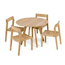 5pc Horizon Round Teak Side Chair Set Westminster Teak Side Chairs Chair Set Stacking Side Chair