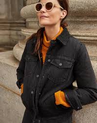 The Oversized Jean Jacket In Gallagher Black Sherpa Edition Oversized Jean Jacket Black Denim Jacket Outfit Black Jean Jacket Outfit